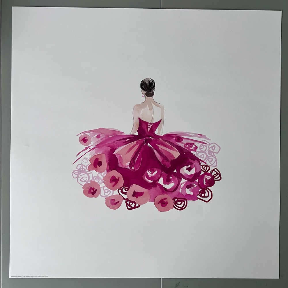 Set of 2 art prints; ballerina & dresses on hangers